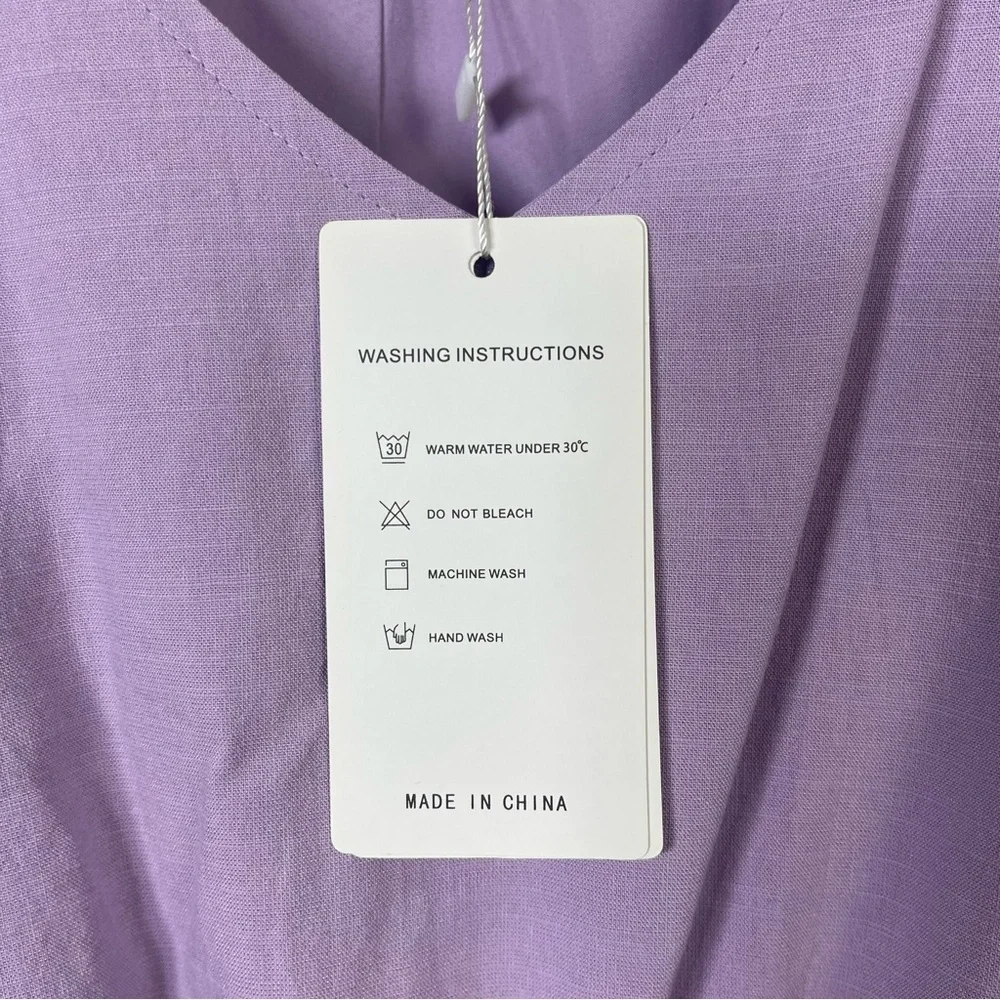 NEW Zesica XL Lilac Lavender Tiered Ruffle Cottagecore V Neck Tie Strap Dress - Picture 5 of 8